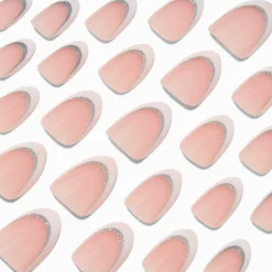 Faux ongles vegan courts en amande à paillettes French manucure - Lot de 24