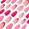 Faux ongles vegan en amande longs French manucure roses monochromes - Lot de 24