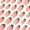 Faux ongles vegan longs en amande French manucure guépard - Lot de 24