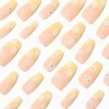 Faux ongles vegan squareletto marguerite blanche et French manucure jaune - Lot de 24
