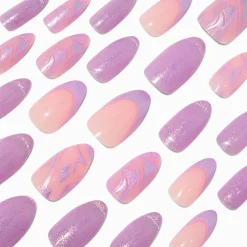 Faux ongles vegan stiletto œil de chat violet - Lot de 24