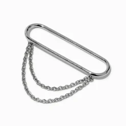 Faux piercing en chaîne industriel couleur argentée