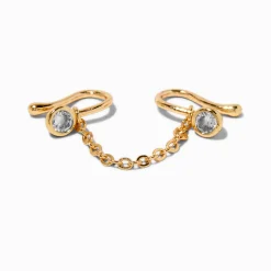 Faux piercing pour le nez en zircon cubique chaîne couleur dorée