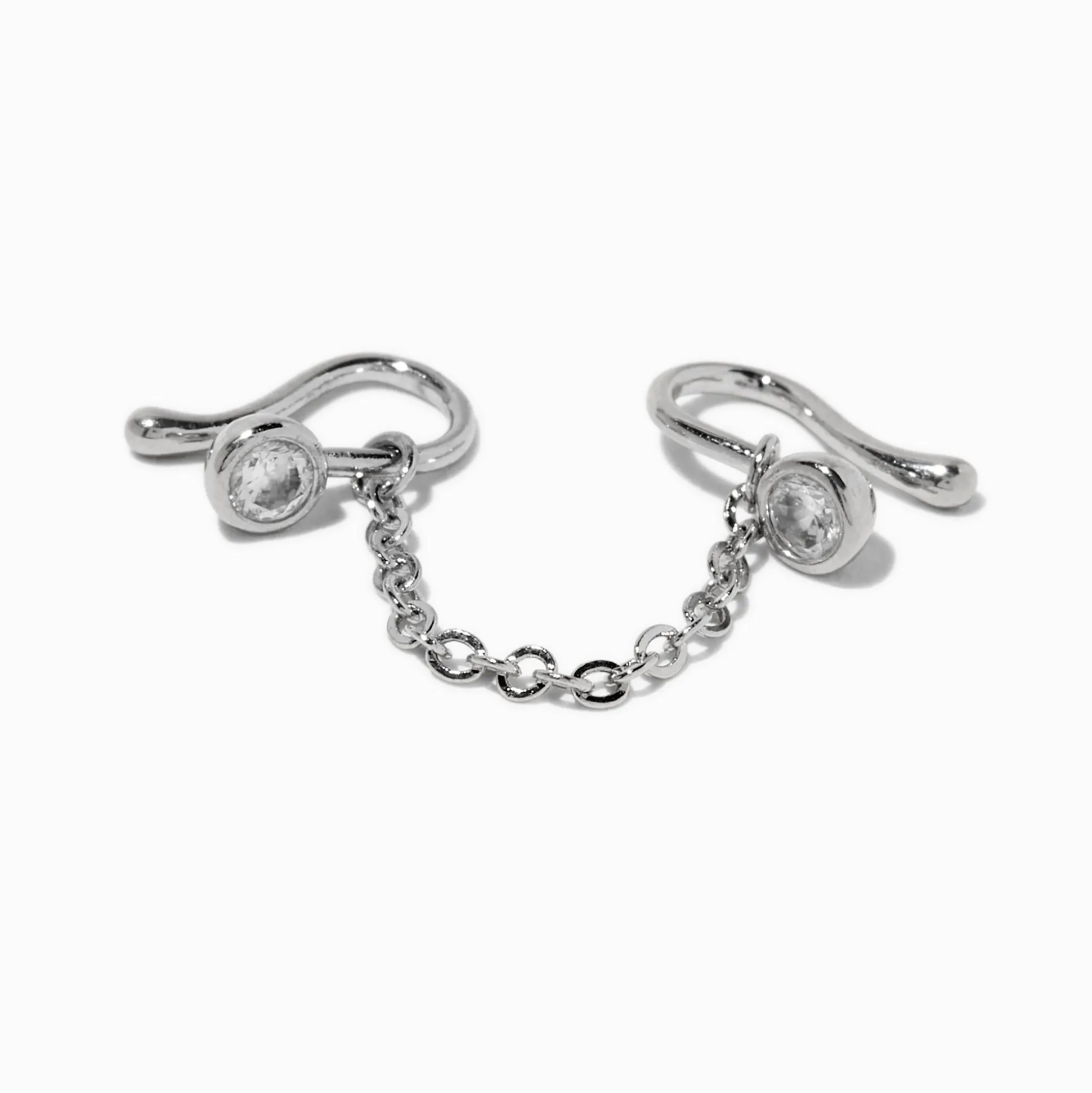 Faux piercing pour le nez en zircon cubique chaîne couleur argentée