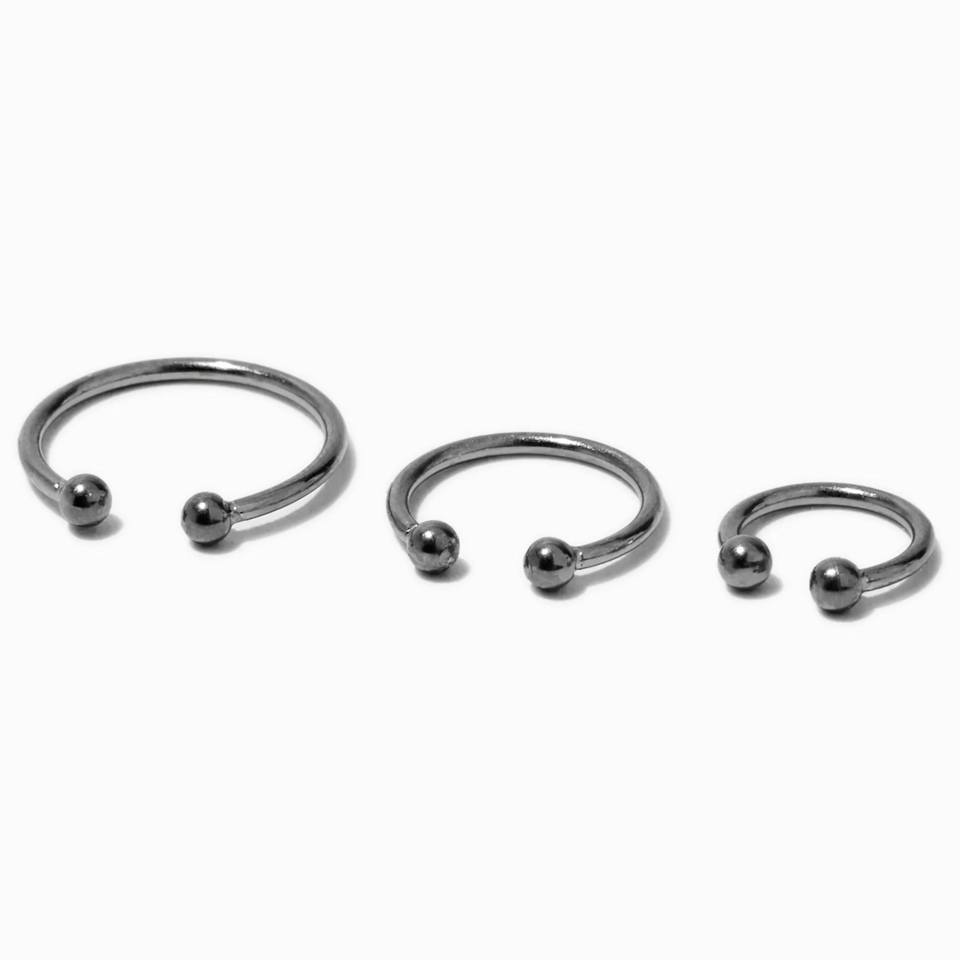 Faux anneaux de nez aux designs variés couleur argentée - Lot de 3