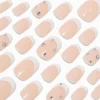 French Tip Bling Medium Oval Vegan Faux Nail Set - 24 Pack