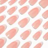 French Tip Glazed Long Almond Vegan Faux Nail Set - 24 Pack