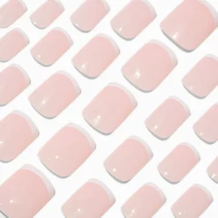 French Tip Medium Square Vegan Faux Nail Set - 24 Pack