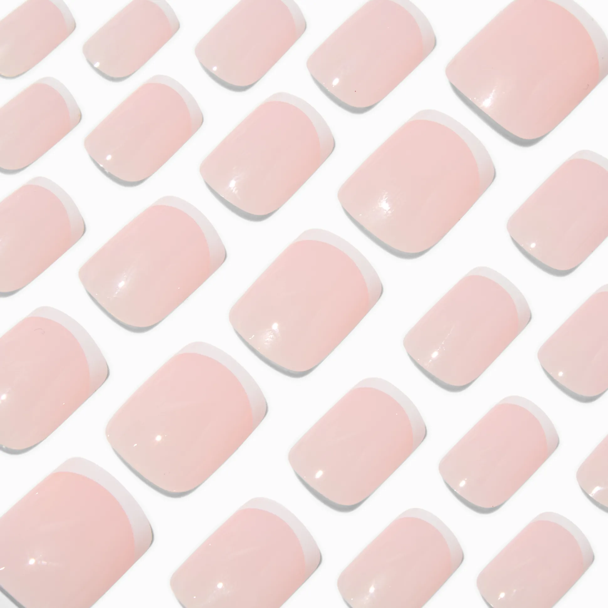 French Tip Medium Square Vegan Faux Nail Set - 24 Pack