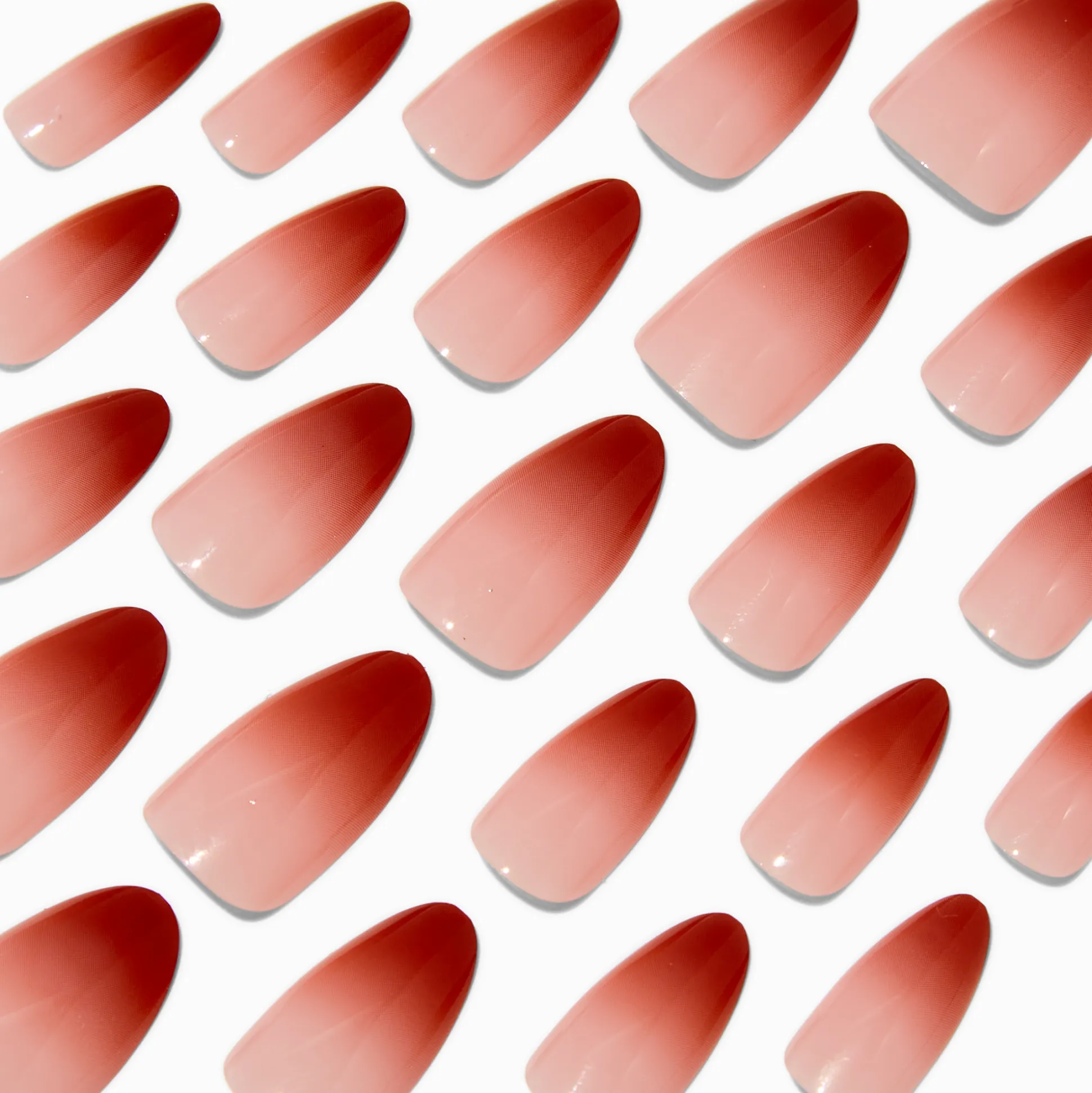 French Tip Nude Ombré Long Almond Vegan Faux Nail Set - 24 Pack