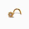 20G Gold-tone Titanium Cubic Zirconia Beaded Flower Nose Stud