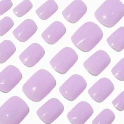 Glossy Light Purple Squoval Vegan Faux Nail Set - 24 Pack
