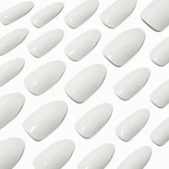 Glossy White Stiletto Vegan Faux Nail Set - 24 Pack