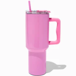 Gobelet à anse en acier inoxydable à reflets roses