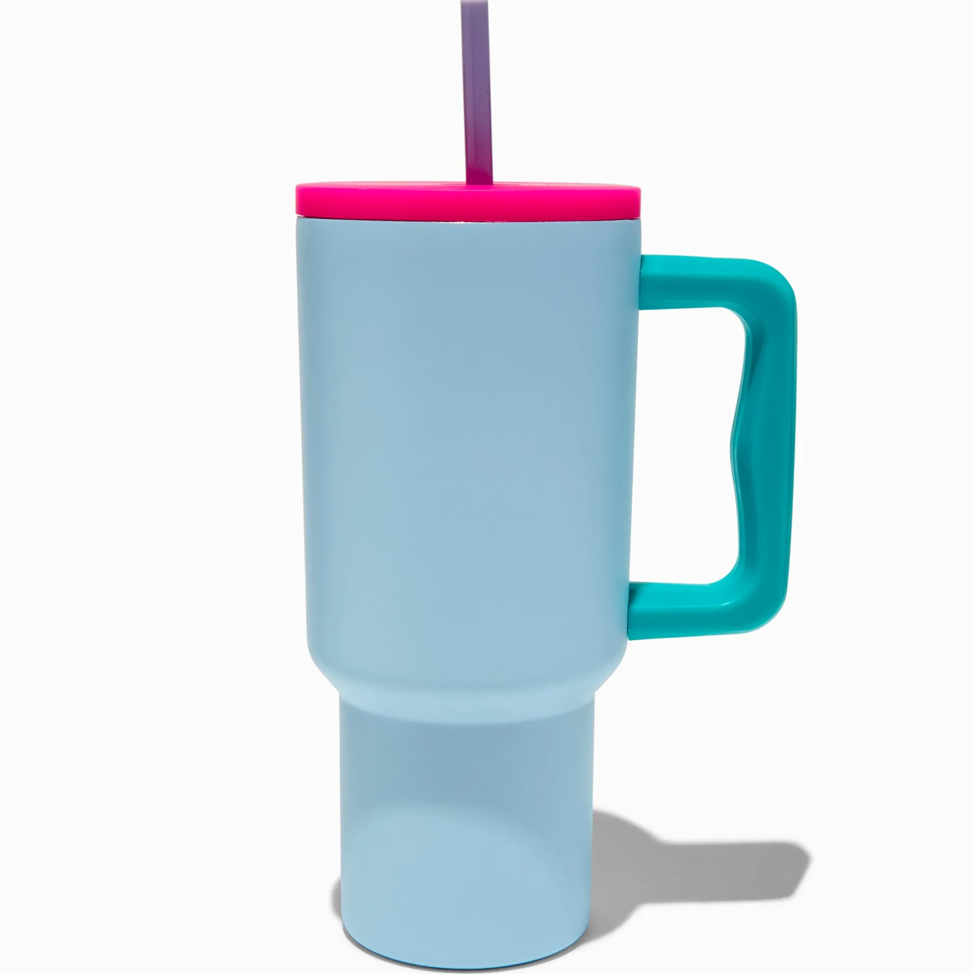 Gobelet à anse en acier inoxydable style color block bleu clair