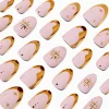 Gold Celestial French Tip Short Almond Vegan Faux Nail Set - 24 Pack