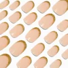 Gold Glitter French Tip Medium Oval Vegan Faux Nail Set - 24 Pack
