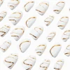Gold Squiggle & Pearl Short Almond Vegan Faux Nail Set - 24 Pack