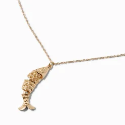 Gold-tone Articulated Fish Pendant Necklace
