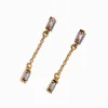 Gold-tone Baguette Chain Linear Drop Earrings