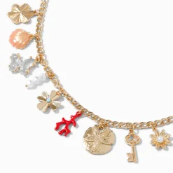 Gold-tone Beach Statement Charm Necklace