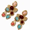 Gold-tone Boho Gemstone Chandelier Drop Earrings