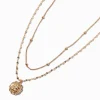 Gold-tone Cherub Medallion Multi-Strand Necklace