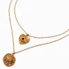 Gold-tone Coin Pendant Multi-Strand Necklace