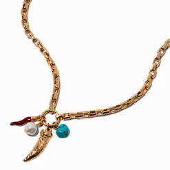 Gold-tone Cowgirl Toggle Charm Pendant Necklace