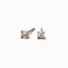 Gold-tone Cubic Zirconia 3mm Round Stud Earrings