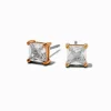 Gold-tone Cubic Zirconia 5mm Square Stud Earrings