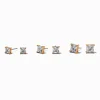 Gold-tone Cubic Zirconia 5mm, 6mm, & 7mm Square Stud Earrings - 3 Pack