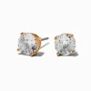 Gold-tone Cubic Zirconia 7mm Round Stud Earrings