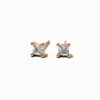 Gold-tone Cubic Zirconia 3mm Square Stud Earrings