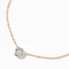 Gold-tone Cubic Zirconia Round Pendant Necklace