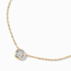 Gold-tone Cubic Zirconia Round Pendant Necklace