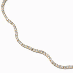 Gold-tone Cubic Zirconia Wiggle Tennis Choker Necklace