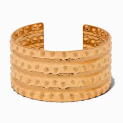 Gold-tone Dot Textured Cuff Bracelet