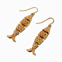 Gold-tone Fish Linear Drop Earrings