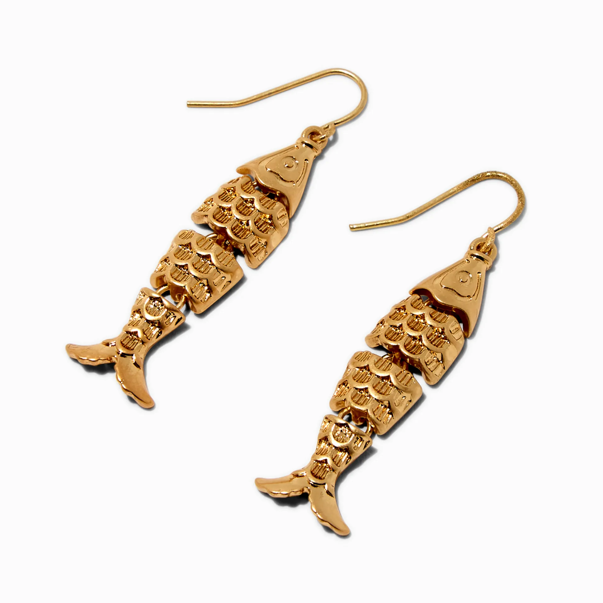 Gold-tone Fish Linear Drop Earrings