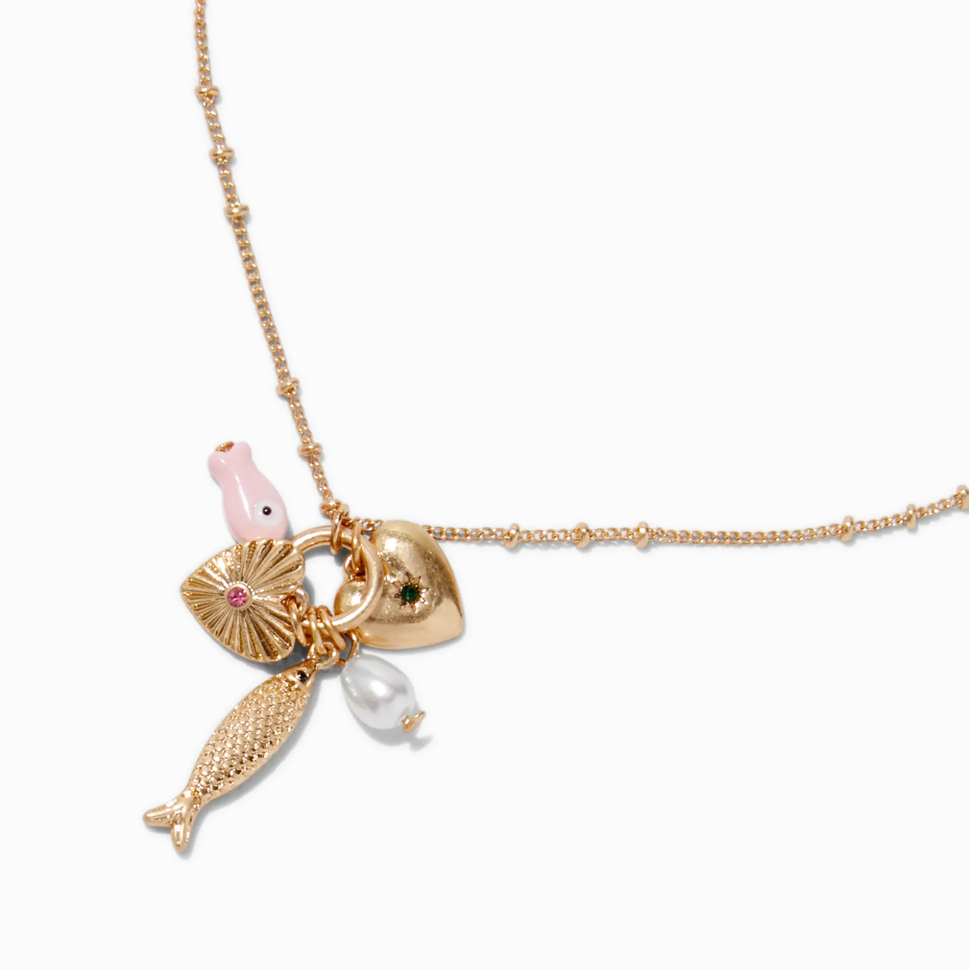 Gold-tone Fish Toggle Charm Pendant Necklace