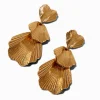 Gold-tone Flower Petal Drop Earrings
