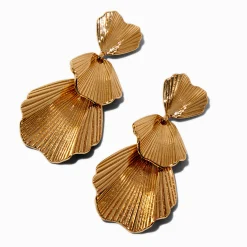 Gold-tone Flower Petal Drop Earrings