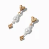 Gold-tone Heart Pearl Drop Earrings
