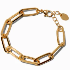 Gold-tone Large Paper Clip Chain Bracelet