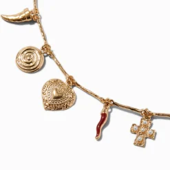 Gold-tone Mixed Charm Choker Necklace