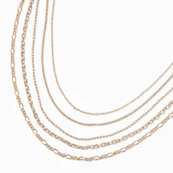Gold-tone Mixed Multi-Strand Chain Necklace