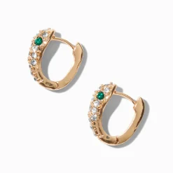 Gold-tone Pavé Snake Huggie Hoop Earrings