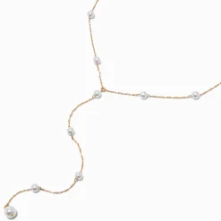 Gold-tone Pearl Confetti Y-Neck Chain Necklace