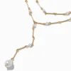 Gold-tone Pearl Y-Neck Multi-Strand Necklace